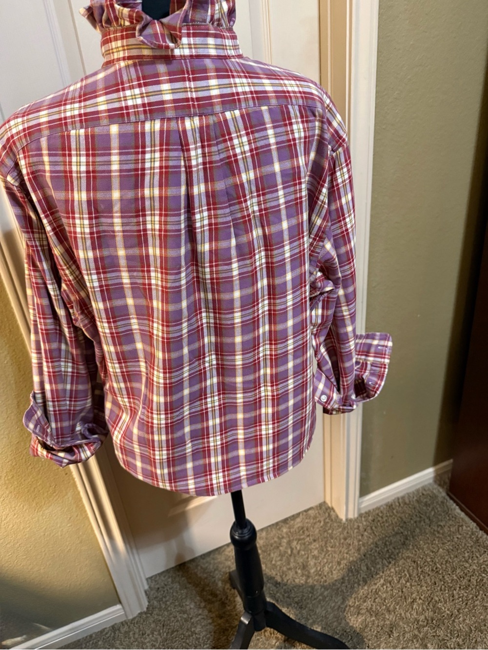Plaid Ralph Lauren Ruffle-Collar Button-Down Shirt - Picture 3 of 11